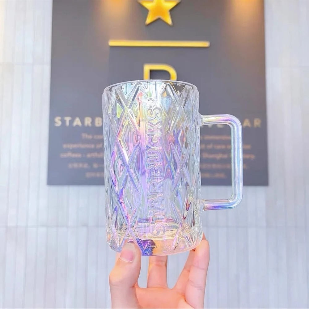 Starbucks Purple Starry Summer Night Iridescent Glass Cup 480 ml / 16.23 Oz
